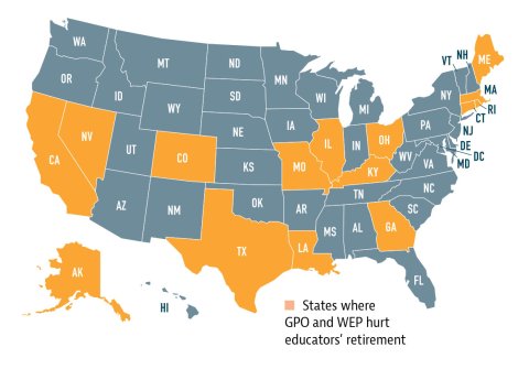 States where GPO and WEP hurt educators' retirement